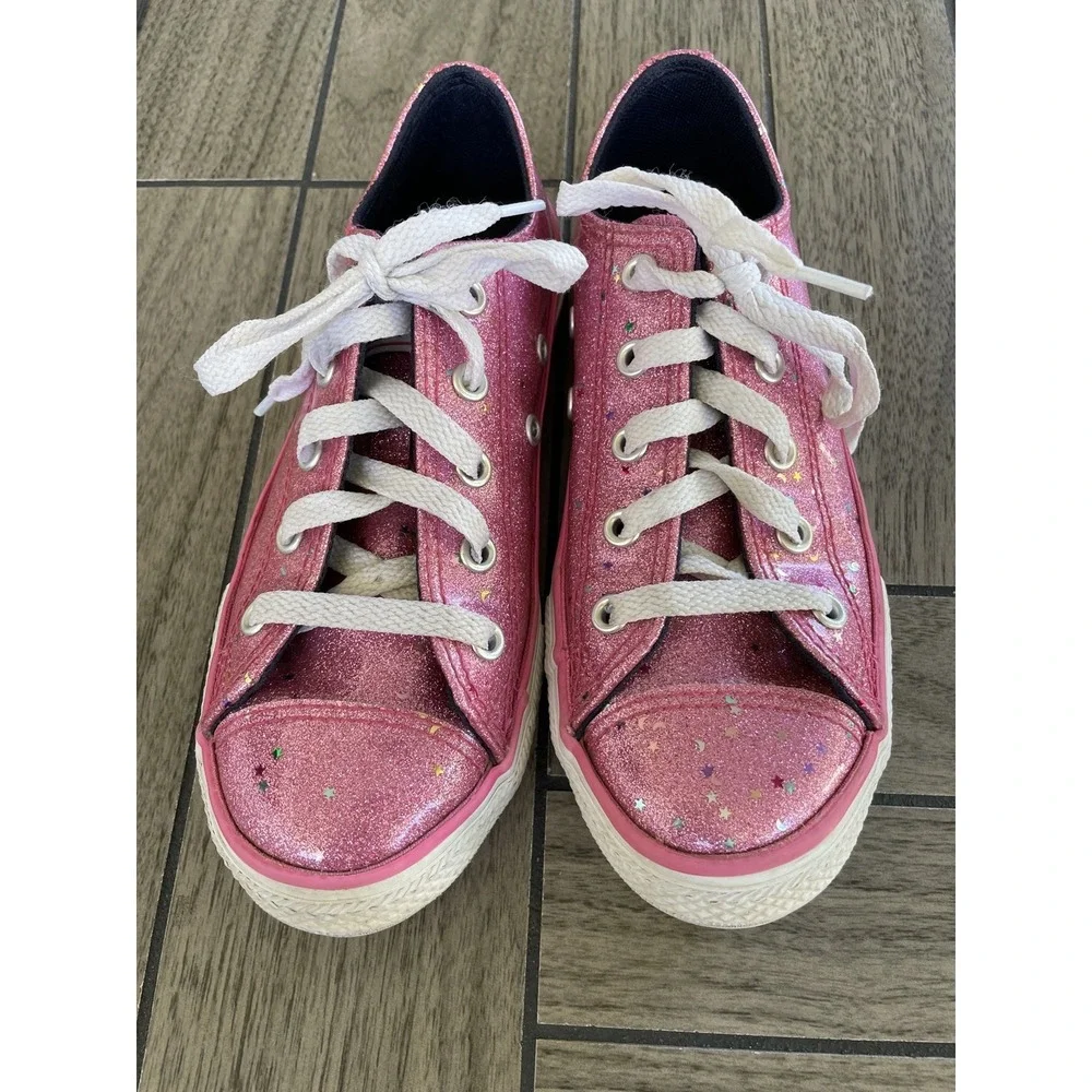 CONVERSE All Star Girls Rose Pink Glitter Sparkle Sneaker Shoe Youth Size‎ 1